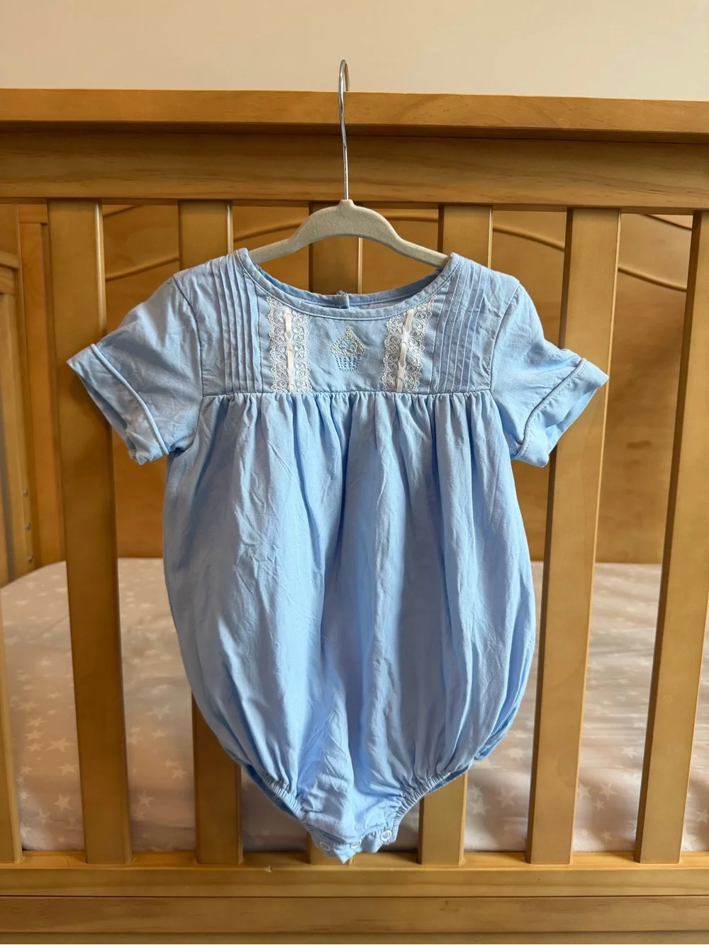 Stitchy Fish Bleu Collection 18 Mo Birthday Keepsake Embroidered Heirloom Bubble